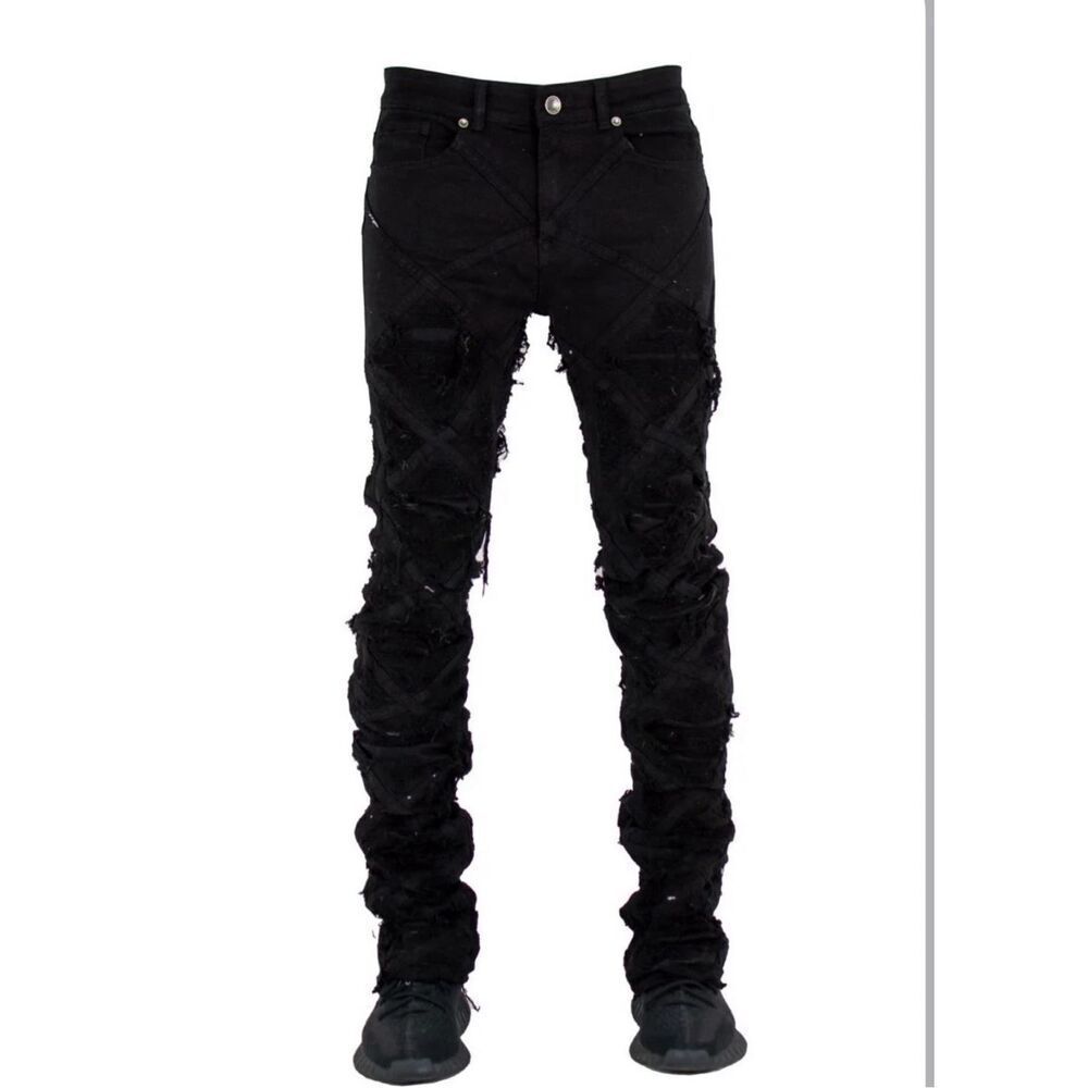 Focus Black Stacked Skinny Flare Double stacked 30 x 38 Jeans